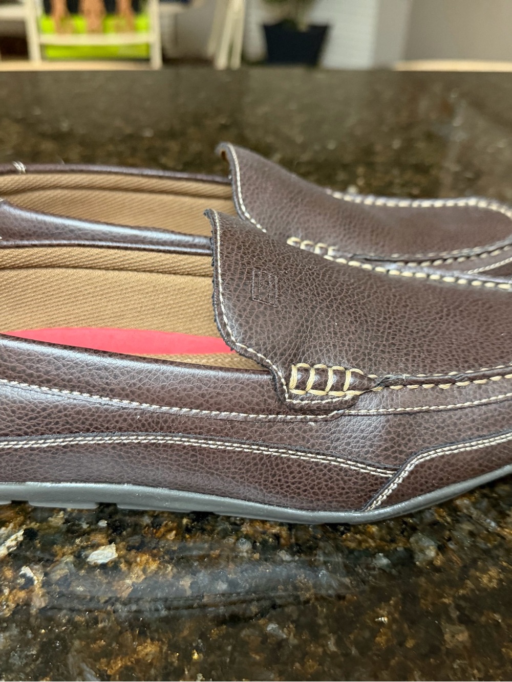 Tommy Hilfiger Men's Dark Brown Leather Slip-On Loafers